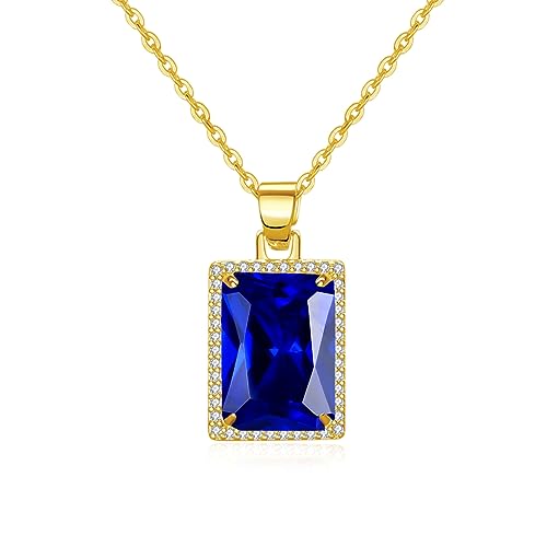 VONSSY Damen kette Edelstein Anhänger Halskette | Kristall-Rubin-Smaragd-Geburtsstein-Halskette | 18 Karat Platin vergoldete Kette | Schönes Silberschmuckgeschenk von VONSSY