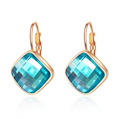 VONSSY Hypoallergene Edelstein-Tropfen-Ohrringe, Brillanter 5A Zirkonia, Platin- oder Roségoldplattiert, Creolen mit Hebelrücken-Kristall von VONSSY