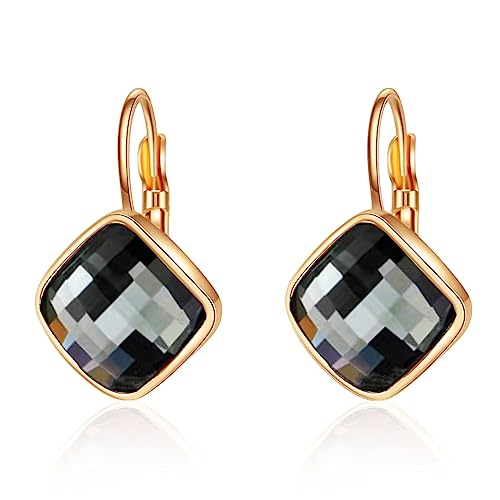 VONSSY Kristall-Tropfen-Ohrringe | Erstellt Edelsteine ​​Leverback Creolen | Stilvolle hypoallergene Zirkon-Ohrringe aus Platin/Roségold zum Aufhängen | Vintage-Schmuck-Geschenk von VONSSY