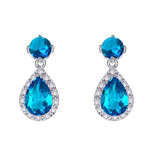 VONSSY Tropfen-Ohrringe | Edelsteine ​​Wassertropfen Teardrop Weißvergoldeter Kristall Hängende Zirkonia Hypoallergen Ohrringe | Stilvolles Schmuckgeschenk von VONSSY