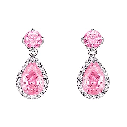 VONSSY Tropfen-Ohrringe | Edelsteine ​​Wassertropfen Teardrop Weißvergoldeter Kristall Hängende Zirkonia Hypoallergen Ohrringe | Stilvolles Schmuckgeschenk von VONSSY