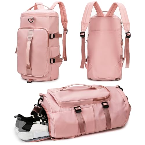 Turnbeutel für Damen und Herren, Sporttasche, Reisetasche, Wochenendtasche, Übernachtungstasche mit Schuhfach, Pink, Sport-Seesäcke von VOPHIA