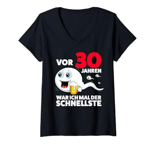 Damen VOR 30 JAHREN WAR ICH MAL DER SCHNELLSTE 30. Geburtstag Bier T-Shirt mit V-Ausschnitt von VOR JAHREN WAR ICH DER SCHNELLSTE - Bierliebhaber