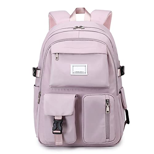 Schulrucksack für Mädchen, Schulrucksäcke mit großer Kapazität, Schulranzen, wasserdicht, einfarbig, geeignet für Grundschule, violett, One size von VORAE