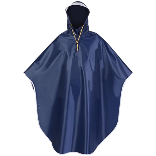 Vorcool Regen-Poncho mit Kapuze, winddicht, Regenjacke, mit transparenter Kappe, Marineblau von VORCOOL