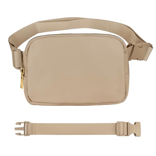 VOROLO Bauchtasche zum Laufen, Bauchtasche für Damen und Herren, Crossbody-Gürteltasche, Bauchtasche mit verstellbarem Riemen für Sport, Holzgrau mit Seil, 1 x Gürteltasche mit Seil von VOROLO