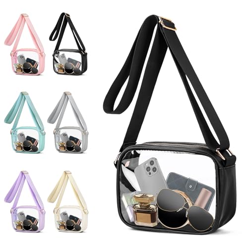 VOROLO Bauchtasche zum Laufen, Bauchtasche für Damen und Herren, Crossbody-Gürteltasche, Bauchtasche mit verstellbarem Riemen für Sport, Schwarz, transparent, 1 x Bauchtasche von VOROLO