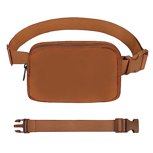 VOROLO Hüfttasche zum Laufen, Bauchtasche für Damen und Herren, Crossbody-Gürteltasche, Bauchtasche mit verstellbarem Gurt für Sport, Braun mit Seil, Einheitsgröße, 1 Packung mit Seil von VOROLO