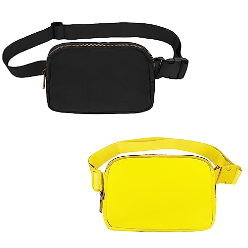 VOROLO Hüfttasche zum Laufen, Bauchtasche für Damen und Herren, Crossbody-Gürteltasche, Bauchtasche mit verstellbarem Gurt für Sport, Gelb/Schwarz, Einheitsgröße, 2er-Pack Bauchtasche von VOROLO