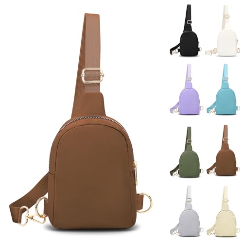 VOROLO Umhängetasche, Bauchtasche, ideales Geschenk für Damen und Herren, mit verstellbarem Riemen, klein, trendig, Braun von VOROLO