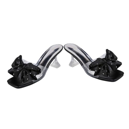 VOSAREA 1 Paar Feminine Bogen Sandalen für Damen Sommerliche High Heels mit Eleganter Schleife für Festliche Anlässe und Freizeit Schwarz Absatzhöhe VOSAREA 1 Paar Feminine Bogen Sandalen für Damen Sommerliche High Heels mit Eleganter Schleife für Festliche Anlässe und Freizeit Schwarz Absatzhöhe von VOSAREA