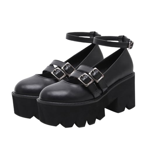 VOSAREA 1 Paar Runder Eleganter Damen Schuh mit Dickem Absatz PU und Retro Vielseitig Einsetzbar für Partys und Alltag Schwarz VOSAREA 1 Paar Runder Eleganter Damen Schuh mit Dickem Absatz PU und Retro Vielseitig Einsetzbar für Partys und Alltag Schwarz von VOSAREA