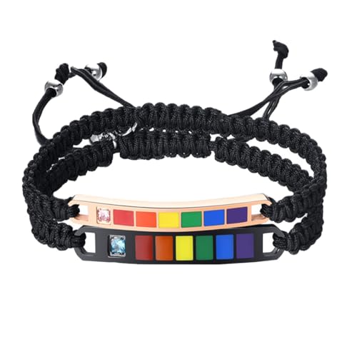 VOSAREA 1 Paar Zwei Regenbogen Armbänder Titanstahl mit Verstellbarem Nylonband für Liebende Stilvolle Handgelenkaccessoires für Anlässe VOSAREA 1 Paar Zwei Regenbogen Armbänder Titanstahl mit Verstellbarem Nylonband für Liebende Stilvolle Handgelenkaccessoires für Anlässe von VOSAREA