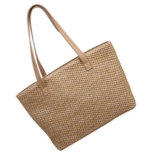 VOSAREA 1 Stück Damen Schultertasche Handgewebtem Stroh Große Strandtasche Khaki für Sommeroutfits Eleganter Woven Tote Bag für Freizeit und Urlaub VOSAREA 1 Stück Damen Schultertasche Handgewebtem Stroh Große Strandtasche Khaki für Sommeroutfits Eleganter Woven Tote Bag für Freizeit und Urlaub von VOSAREA