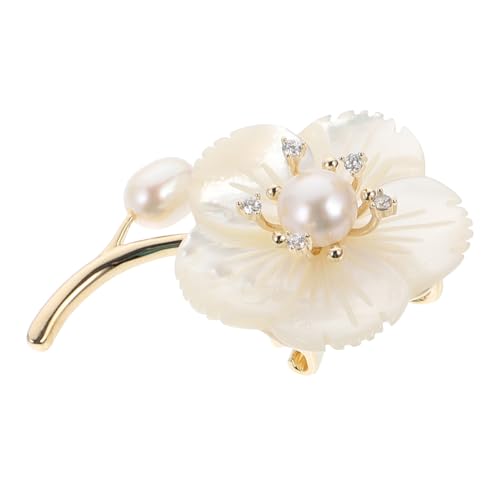 VOSAREA 1 Stück Vintage Shell Brosche mit Perle für Muttertag Stilvolle Anstecknadel für Damen Dekorativ und Gelb VOSAREA 1 Stück Vintage Shell Brosche mit Perle für Muttertag Stilvolle Anstecknadel für Damen Dekorativ und Gelb von VOSAREA