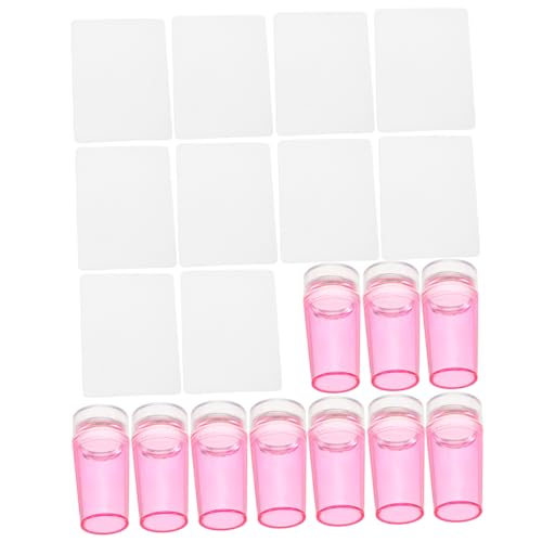 VOSAREA 10 Sätze Teiliges Klarer Silikon Nägel Stempel mit Schutzkappe und Schabern Jelly Stempel Tool für Diy Maniküre und Nagelkunst im Salon Langlebig von VOSAREA