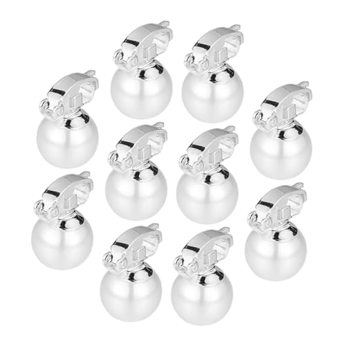 VOSAREA 10 Stück Haarnadel Perlenohrclips Für Damen Clip-on-perlenohrringe Für Frauen Ohrring Aus Kunstperlen Perlenohrringe Zum Anclipsen Perlen-ohrclips Silver Kupfer von VOSAREA