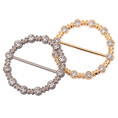 VOSAREA 2 Stück Mode Runde Shirt Clips Dekorative Schal Schnallen Metall in Gold und Silber für Hochzeiten Partys und Alltag von VOSAREA