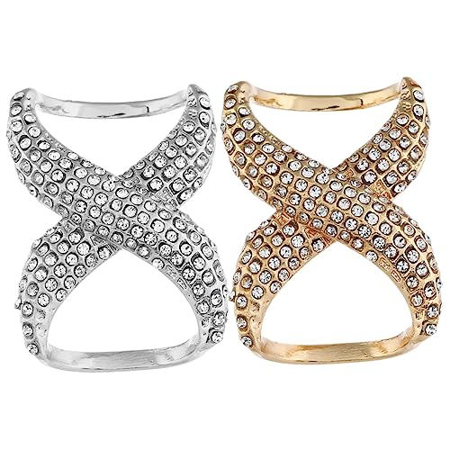 VOSAREA 2 Stück Strass Schalclips Schalringe Gold und Silber für Damen Praktische Schmuckschließe zur Eleganten Befestigung von Schals und Shirts von VOSAREA