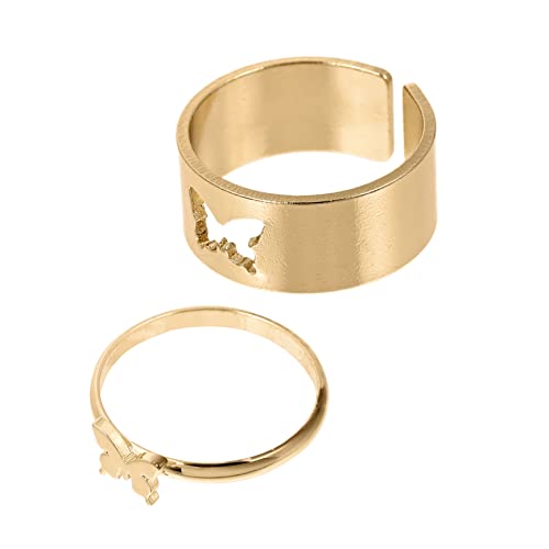 VOSAREA 2 Stück Teiliges Ringe für Liebende Stilvolle Schmuckstücke für Finger Goldene Kreative und Designs Geeignet für von VOSAREA