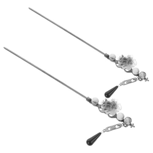 VOSAREA 2stücke Vintage Wasserfarbe Blumen Haarnadeln Mit Quaste Chinesische Haarstäbchen Für Hochsteckfrisuren Retro Haarschmuck Für Besondere Anlässe Und Alltag von VOSAREA