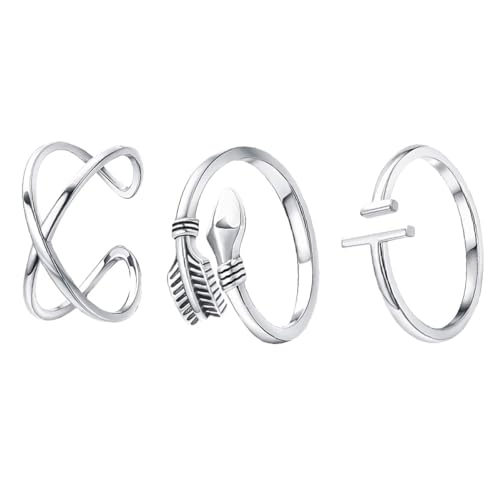 VOSAREA 3 Stücke Teiliges Set Stilvolle Verstellbare Offene Ringe Schlichte Finger Schmuck Hochwertiges für Attraktives Design und Ihre Liebsten von VOSAREA
