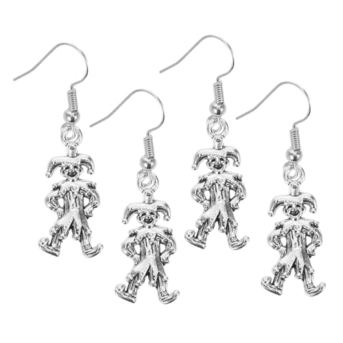 VOSAREA 4 Paar Vintage-clown-ohrringe Für Mädchen, Metall, Karneval, Schmuck Mit Clown-anhänger, Damen, Funky Baumelnde Statement-ohrringe Für Halloween-festivals von VOSAREA