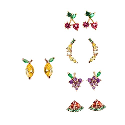 VOSAREA 5 Paare Fruchtige Ohrstecker Silbernadeln mit Funkelnden Kristallen Tropisches Obst Design Zitrone Traube Wassermelone Herz für Frauen für Partys und Täglichen Gebrauch VOSAREA 5 Paare Fruchtige Ohrstecker Silbernadeln mit Funkelnden Kristallen Tropisches Obst Design Zitrone Traube Wassermelone Herz für Frauen für Partys und Täglichen Gebrauch von VOSAREA