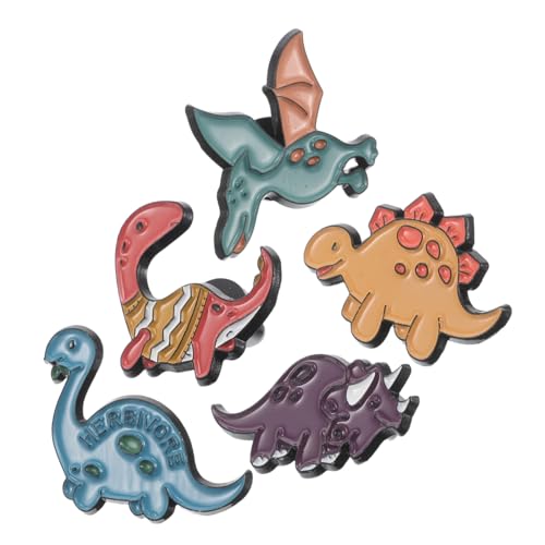 VOSAREA 5 Stück Teiliges Dinosaurier Emaille Broschen für Jacken Kleidung und Taschen Kawaii Tier Anstecknadeln Langlebig und Leicht für DIY Projekte und von VOSAREA