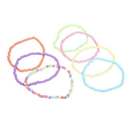 VOSAREA 7 Stück Teiliges Kinderarmband Bunte Perlen Armbänder Sommerlich Robust Farbenfroh für Mädchen Geburtstag Party Strand von VOSAREA