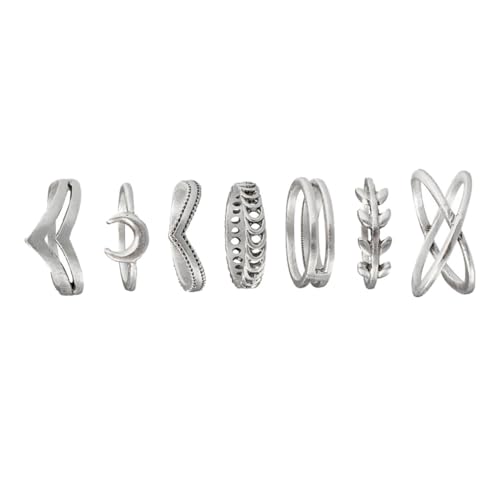 VOSAREA 7 Stück Teiliges Stilvolle Finger Ringe Minimalistisches Design Geeignet für Damen und Herren Eleganter Schmuck für von VOSAREA
