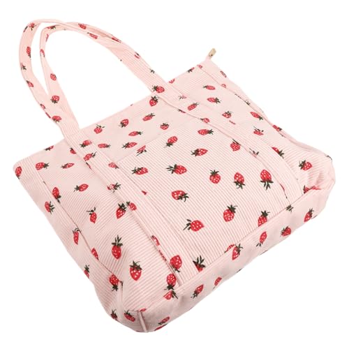 VOSAREA Erdbeer Print Tote Bag für Damen Große Kapazität Handtasche für Einkäufe Reisen und Schulbedarf Leichte Langlebige Schultertasche von VOSAREA