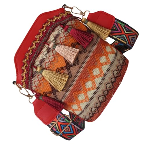VOSAREA Ethnische Bucket Bag Damen Umhängetasche mit Besticktem Muster Geräumige Crossbody Tasche für Shopping und Reisen Schultertasche Rot Langlebiges Stoffmaterial VOSAREA Ethnische Bucket Bag Damen Umhängetasche mit Besticktem Muster Geräumige Crossbody Tasche für Shopping und Reisen Schultertasche Rot Langlebiges Stoffmaterial von VOSAREA