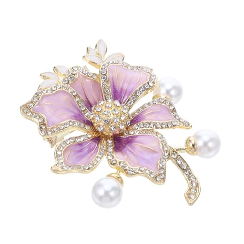 VOSAREA Lavendelblume Brosche Damen Emaille Blumen Anstecknadel Vintage Stil Perlen Schmuck für Abendkleid Bankett Festliche Accessoires von VOSAREA