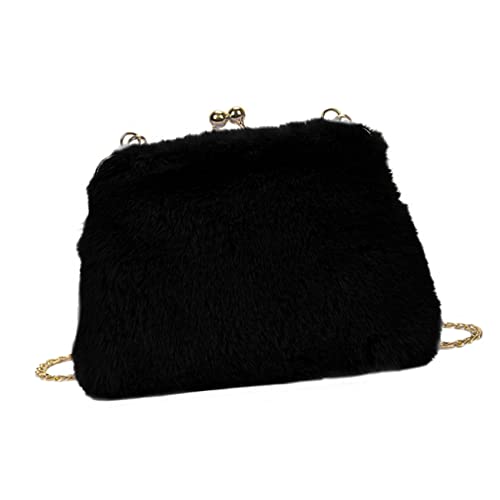 VOSAREA Modischer Plüsch Schultertasche für Damen Umhängetasche mit Kette für Shopping Reisen und Freizeitaktivitäten Schwarz VOSAREA Modischer Plüsch Schultertasche für Damen Umhängetasche mit Kette für Shopping Reisen und Freizeitaktivitäten Schwarz von VOSAREA