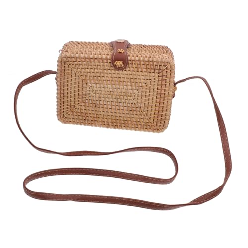 VOSAREA Rattan Schultertasche für Damen Handgewebte Quadratische Umhängetasche Rattan Vielseitig Einsetzbar als Geldbörse oder Makeup Bag Robuster und Dekorativer Stil für Frauen und VOSAREA Rattan Schultertasche für Damen Handgewebte Quadratische Umhängetasche Rattan Vielseitig Einsetzbar als Geldbörse oder Makeup Bag Robuster und Dekorativer Stil für Frauen und von VOSAREA