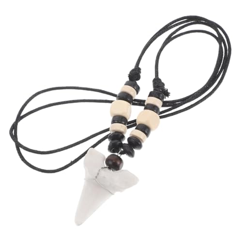 VOSAREA Verstellbare Haifischzahn Halskette Herren Surfer Holzperlen Retro Strand Schmuck Boho Stil Freundschaftsanhänger von VOSAREA