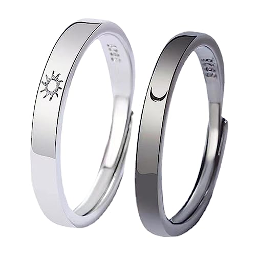 VOSAREA Verstellbare Sun And Moon Partner Ringe aus Langlebiger Kratzfest und Leicht Mond und Stern Design Schmuckgeschenk und Ihn Passend zu Outfits VOSAREA Verstellbare Sun And Moon Partner Ringe aus Langlebiger Kratzfest und Leicht Mond und Stern Design Schmuckgeschenk und Ihn Passend zu Outfits von VOSAREA