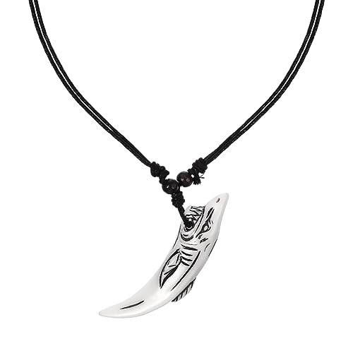 VOSAREA Wolfszahn Halskette für Männer Hochwertigem Harz Verstellbare Surfer Schmuck für Strandpartys und Alltäglichen Gebrauch Perfektes für Besondere Anlässe von VOSAREA