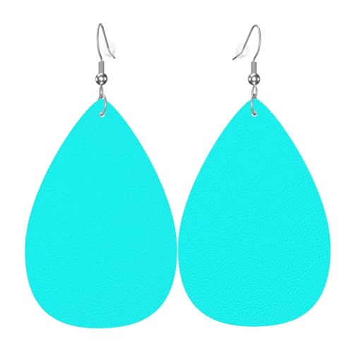 Aqua-Ohrringe für Damen, bunte tropfenförmige Leder-Ohrringe für Damen, trendig, Tropfenohrringe, Schmuck von VOSERY