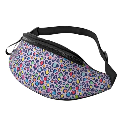 Bauchtasche für Damen und Herren, Regenbogen-Leopardenmuster, Umhängetasche, Crossbody-Tasche von VOSERY