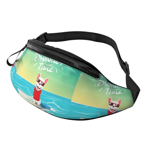 Bauchtasche für Damen und Herren, französische Bulldogge, Surfen, Umhängetasche, Crossbody-Tasche von VOSERY