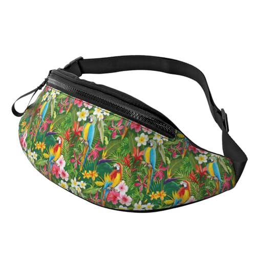 Bauchtasche für Damen und Herren, tropische bunte Papageienpflanzen, Umhängetasche, Crossbody-Tasche für Damen und Herren von VOSERY