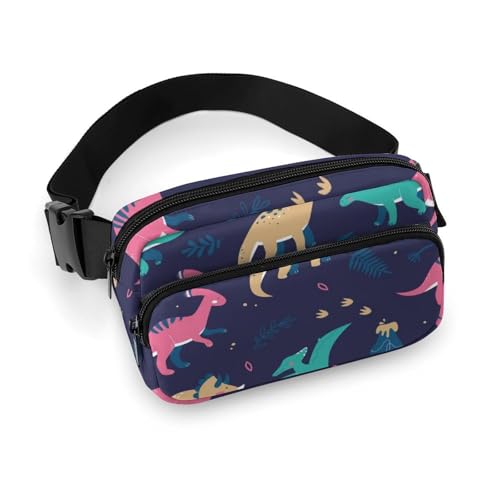 Bauchtaschen für Damen – Dinosaurier-Druck, L-Gürteltasche, Crossbody-Tasche für Damen, modische Hüfttaschen von VOSERY