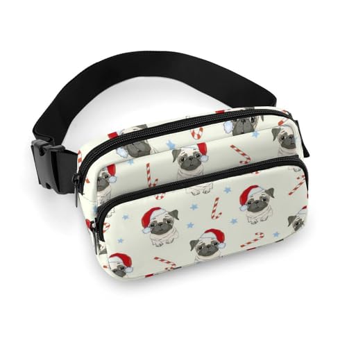 Bauchtaschen für Damen – Weihnachts-Gürteltasche mit Mops-Motiv, Umhängetasche für Damen, modische Hüfttaschen von VOSERY