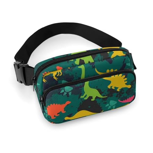 Bauchtaschen für Damen – bunte Dinosaurier-Gürteltasche, Crossbody-Tasche für Damen, modische Hüfttaschen von VOSERY