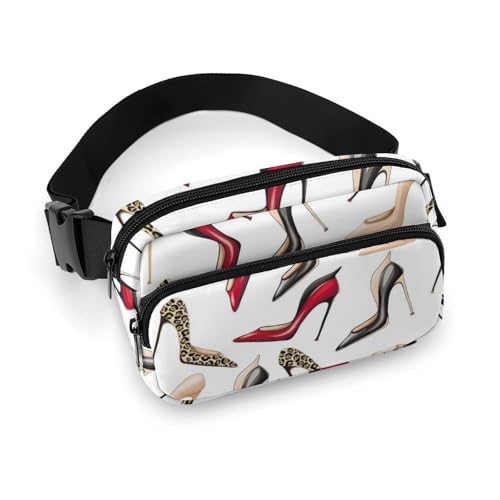 Bauchtaschen für Damen – hochhackige Schuhe, niedlicher Druck, Gürteltasche, Crossbody-Tasche für Damen, modische Hüfttaschen von VOSERY