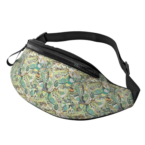 Bauchtaschen für Damen und Herren, grünes Paisleymuster, Crossbody-Tasche für Damen und Herren von VOSERY