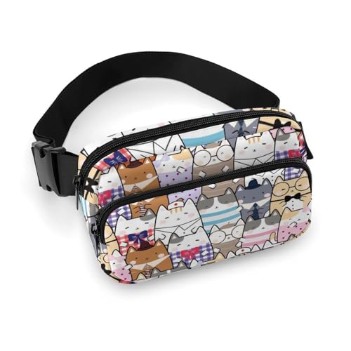 Bauchtaschen für Frauen – Cartoon-süße Katze mit Brille, Gürteltasche, Crossbody-Tasche für Damen, modische Hüfttaschen Bauchtaschen für Frauen – Cartoon-süße Katze mit Brille, Gürteltasche, Crossbody-Tasche für Damen, modische Hüfttaschen von VOSERY