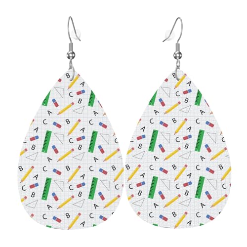 Bleistiftlineal Ohrringe für Damen, bunte Tropfenform, Lederohrringe für Damen, trendig, Tropfenohrringe, Schmuck von VOSERY
